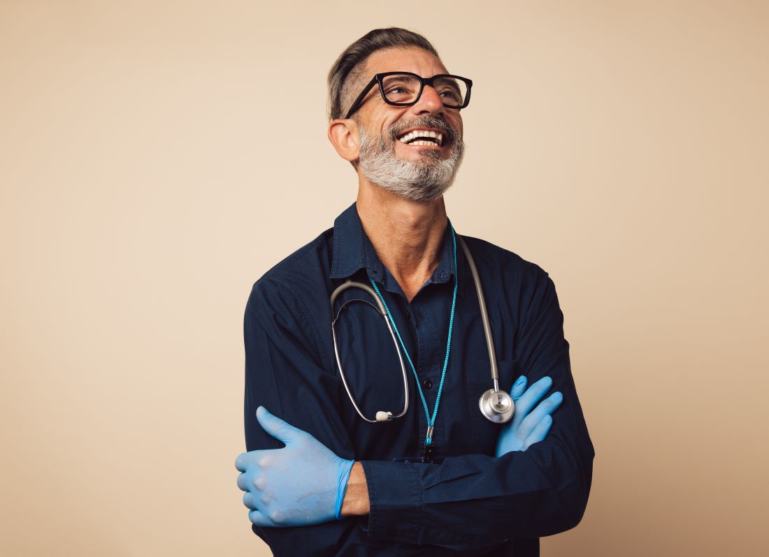 Happy looking male doctor